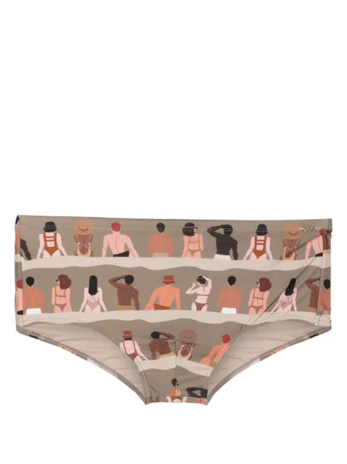 Slip de bain à imprimé graphique - Amir Slama - Modalova