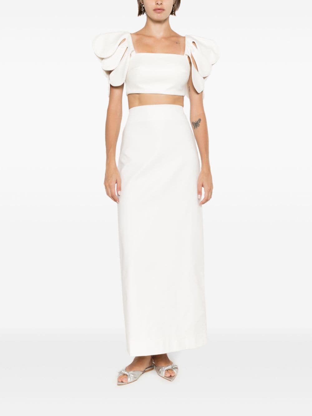 Shop Adriana Degreas Straight Maxi Skirt In White