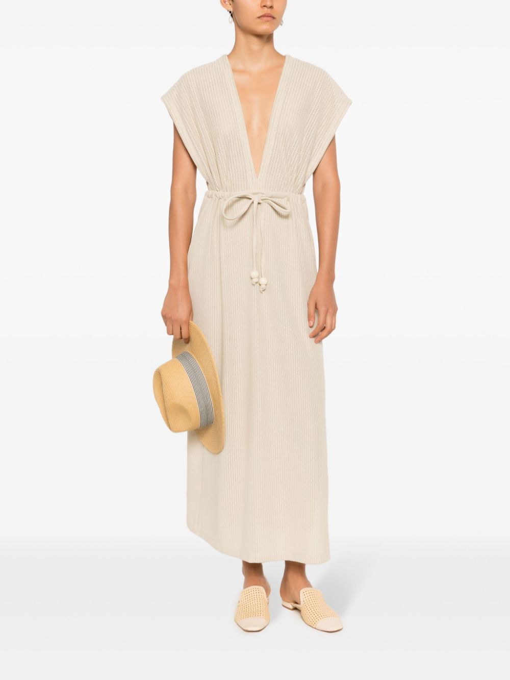 Shop Adriana Degreas Knitted Beach Dress In Neutrals