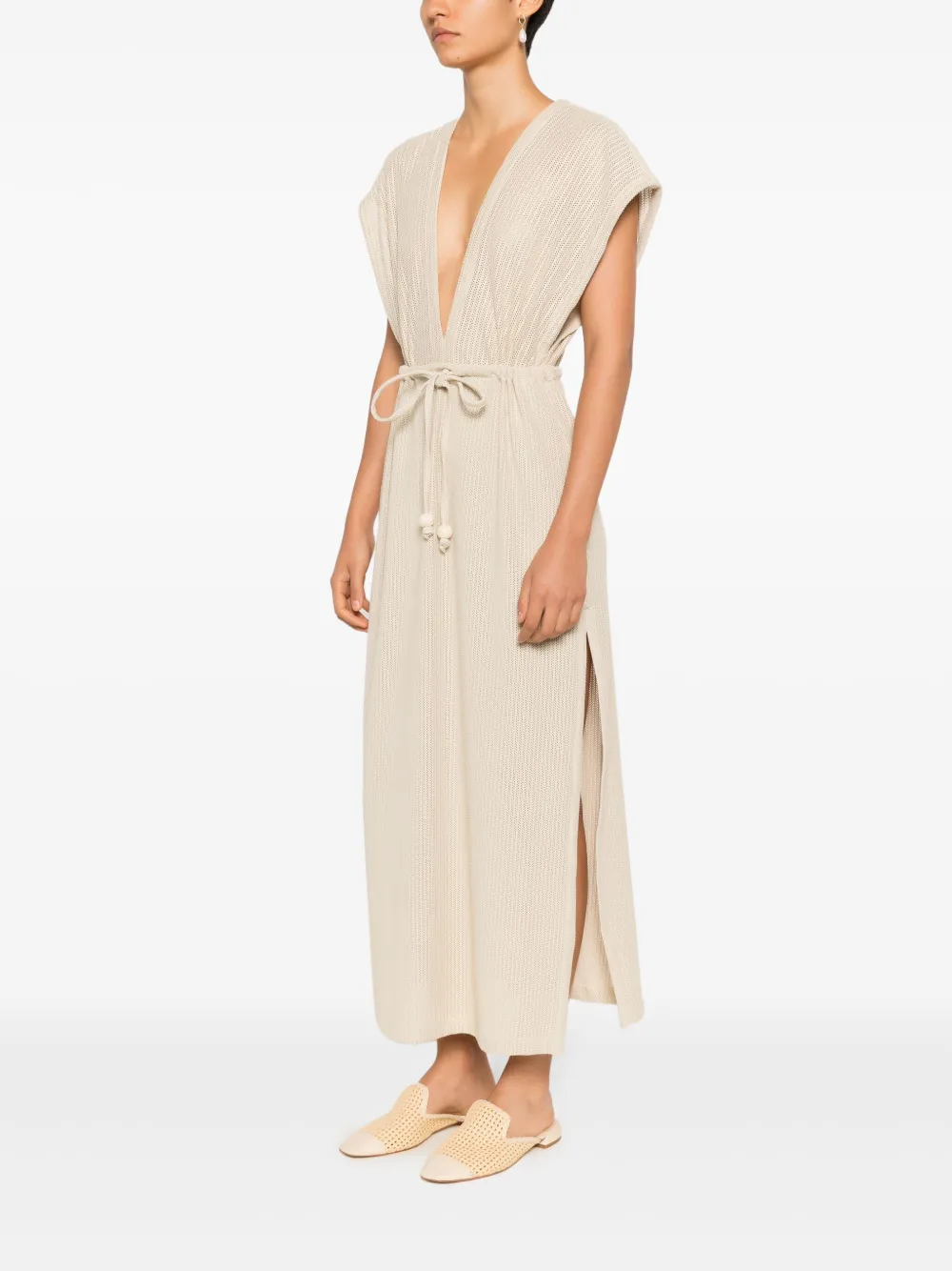 Shop Adriana Degreas Knitted Beach Dress In Neutrals