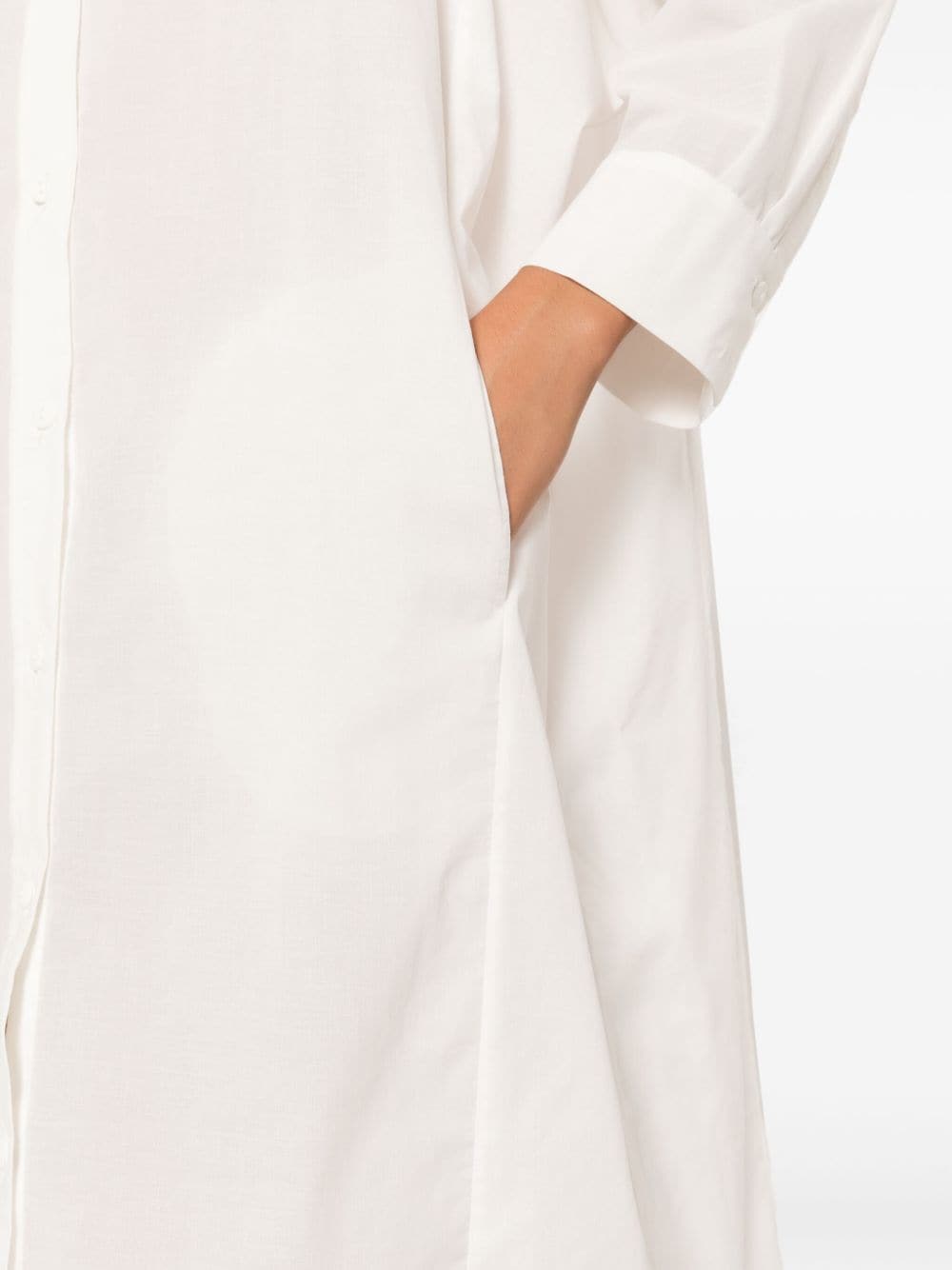 Shop Adriana Degreas Long-sleeved Cotton Shirt Dress In White