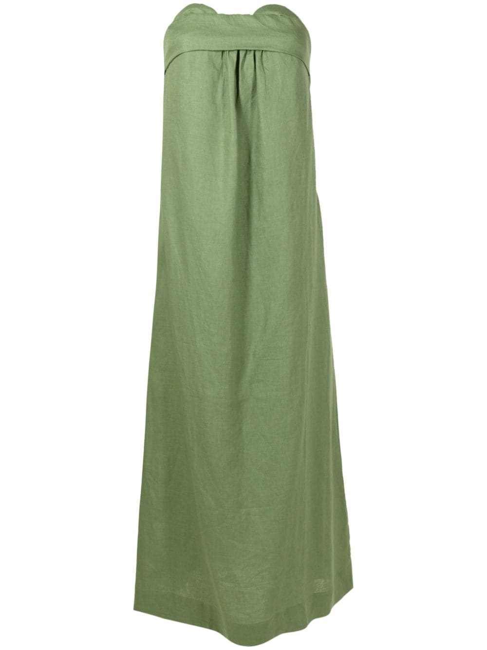 Adriana Degreas Off-shoulder Linen Maxi Dress In Green