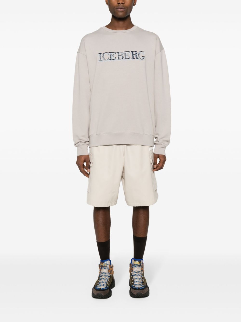 Shop Iceberg Embroidered-logo Sweatshirt In Neutrals