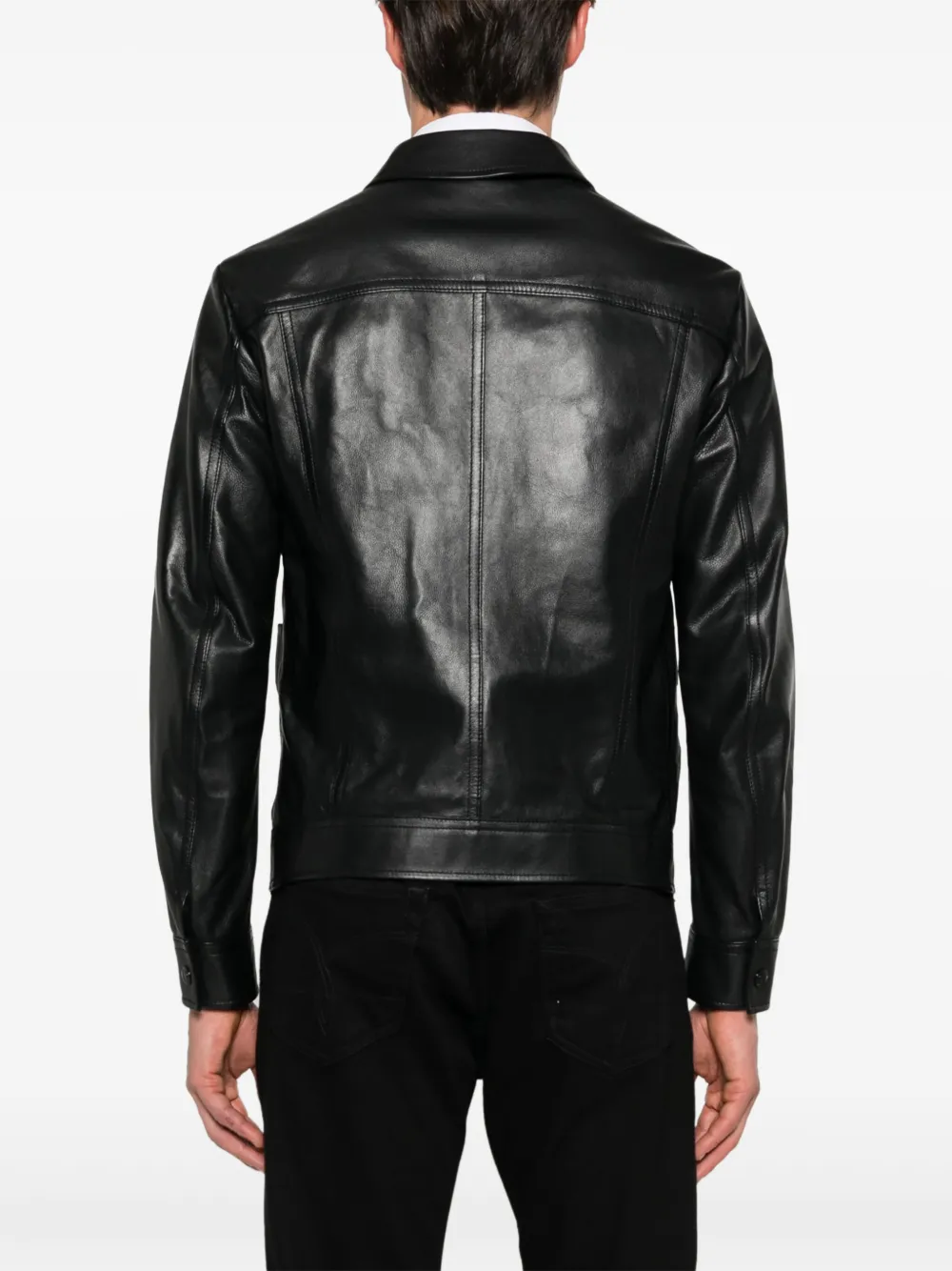 Shop Tom Ford Four-pocket Leather Jacket In Black