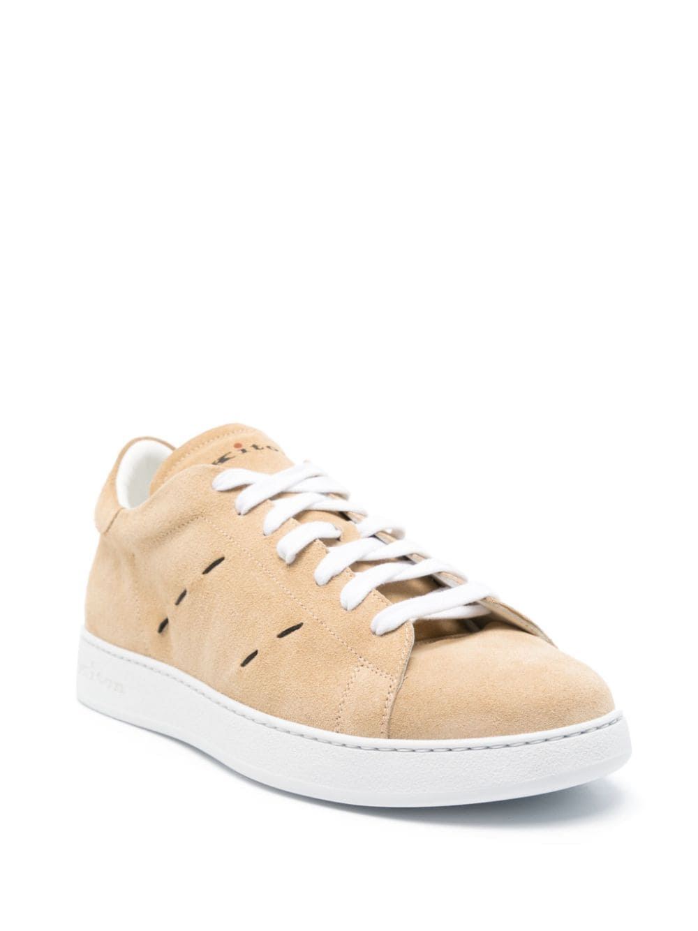 Shop Kiton Logo-print Suede Sneakers In Neutrals