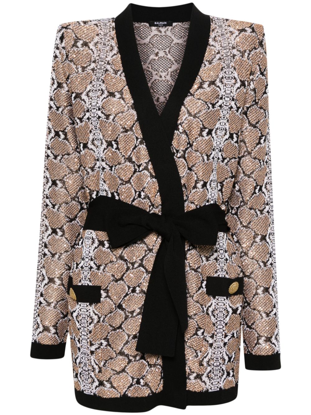 Balmain python-pattern cardigan - Braun