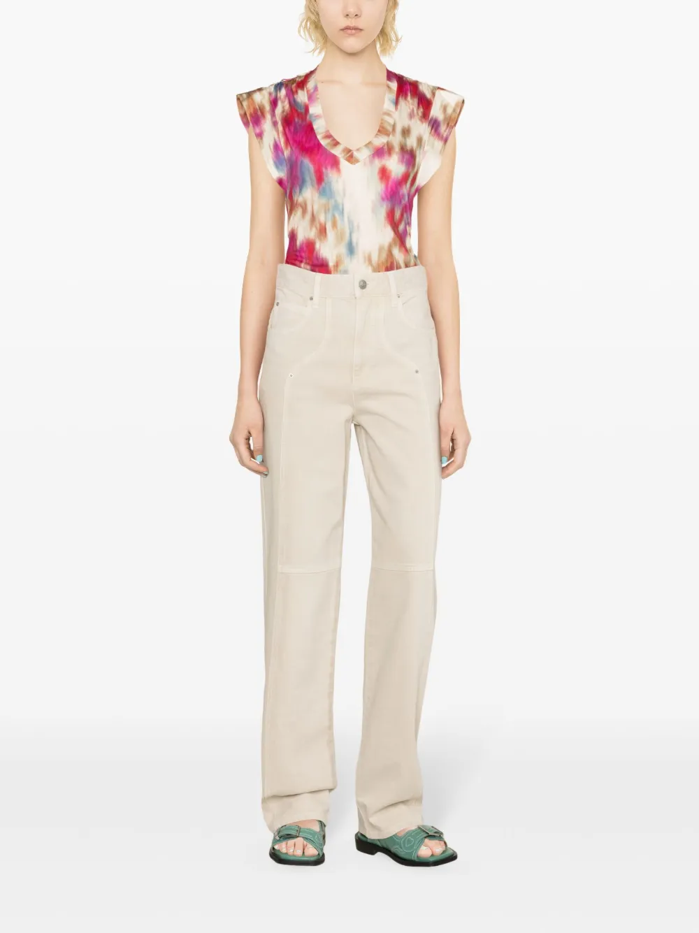MARANT ÉTOILE Zilen abstract-print T-shirt - Beige