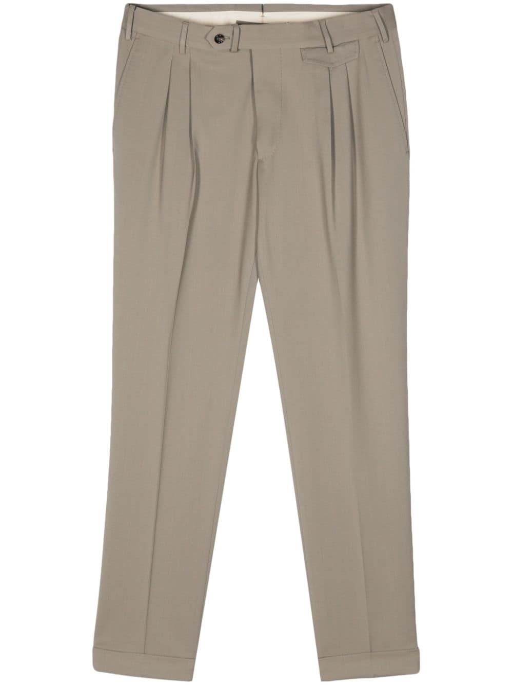 Dell'oglio Tapered Wool Chino Trousers In Green