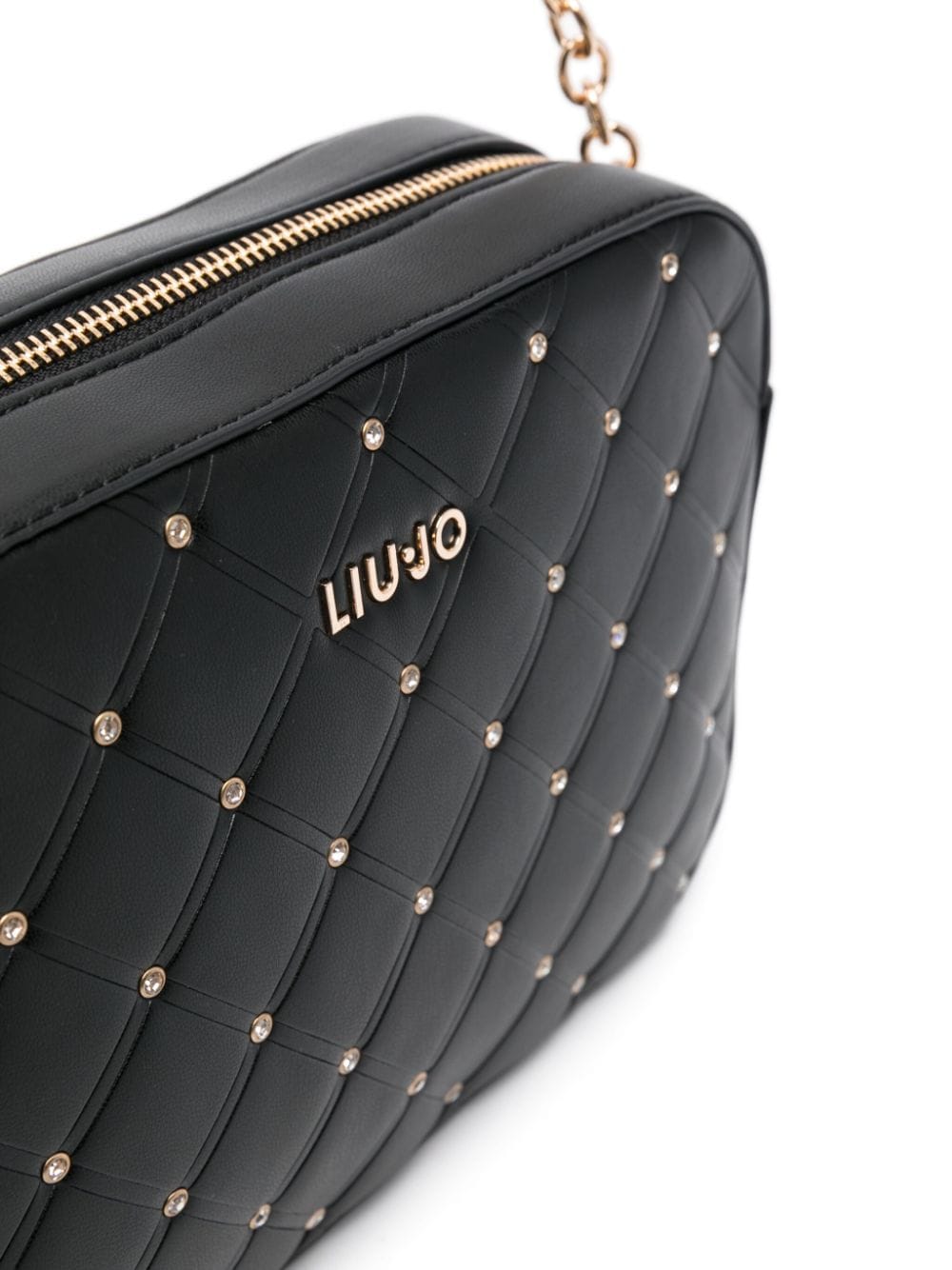 Shop Liu •jo Crystal-embellished Crossbody Bag In Black