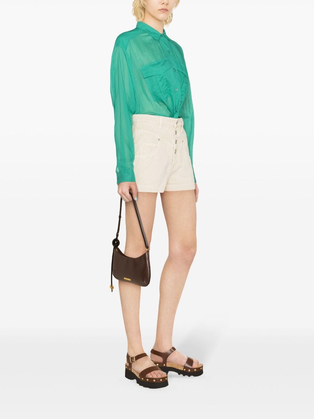 Shop Marant Etoile Jovany High-rise Twill Shorts In Neutrals