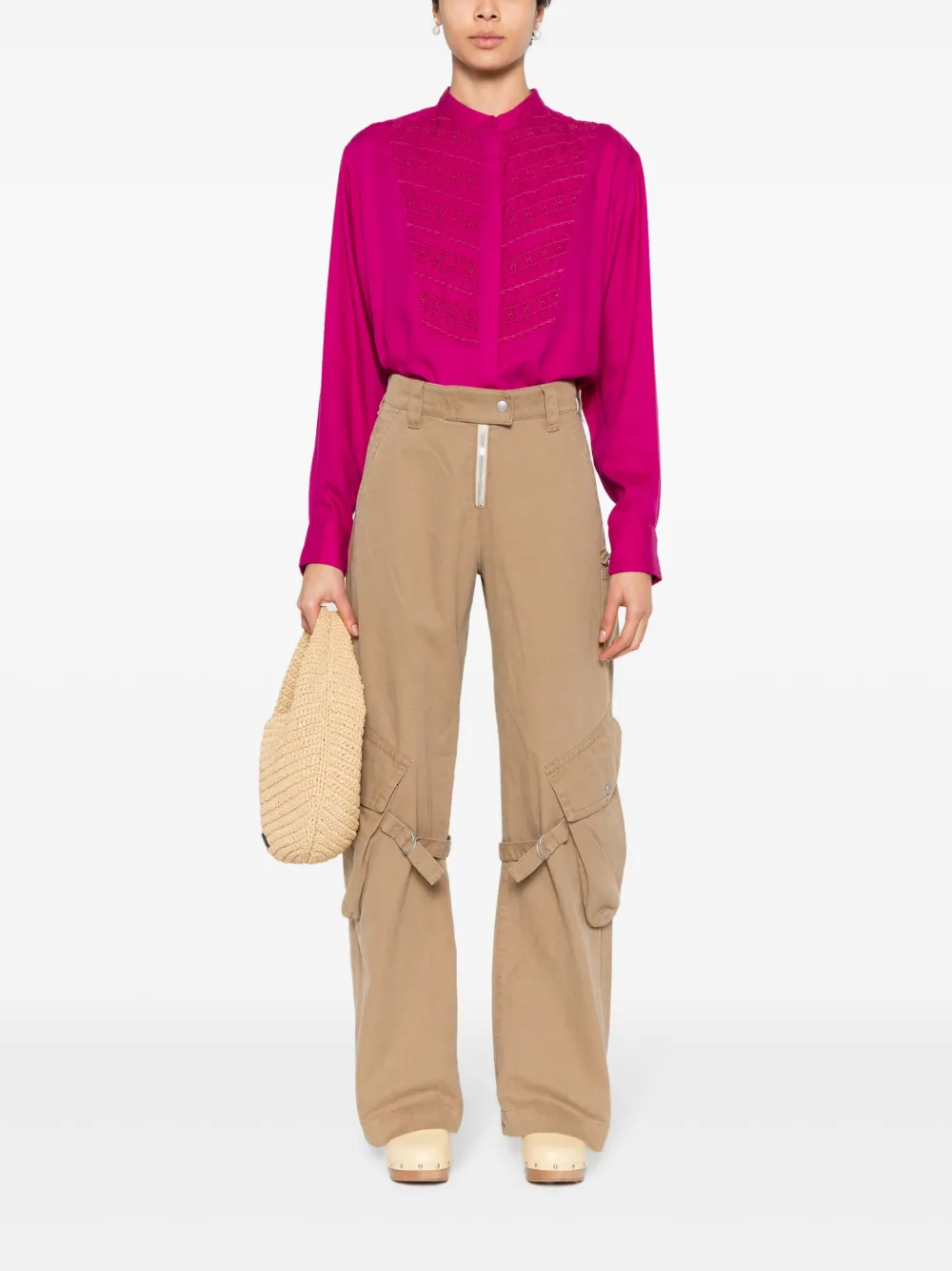 Shop Marant Etoile Britten Embroidered-detail Shirt In Pink