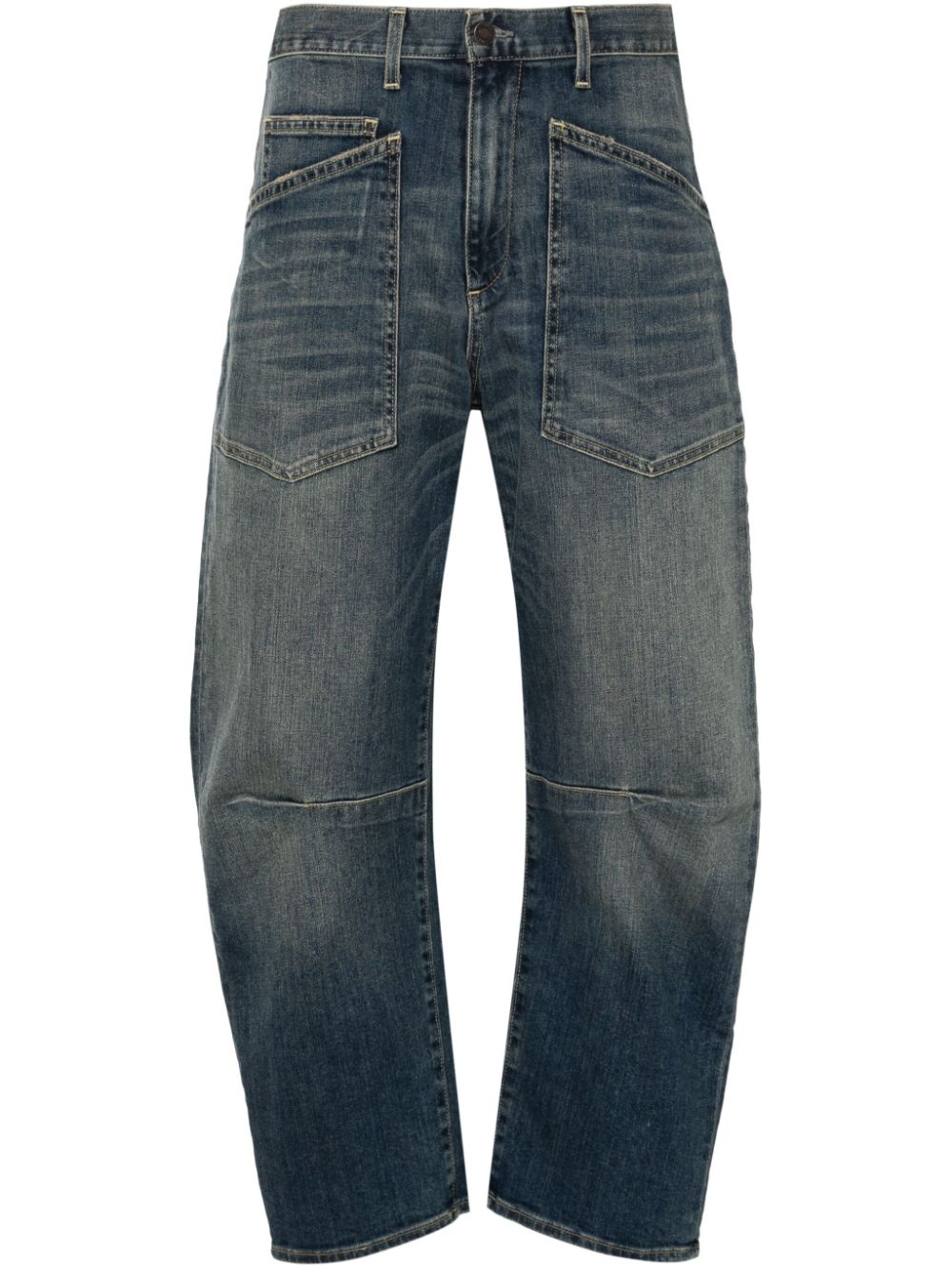 Nili Lotan Shon Wide-leg Cropped Jeans In 蓝色