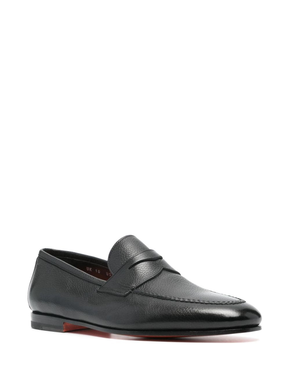 Shop Santoni Penny-slot Leather Loafers In Black