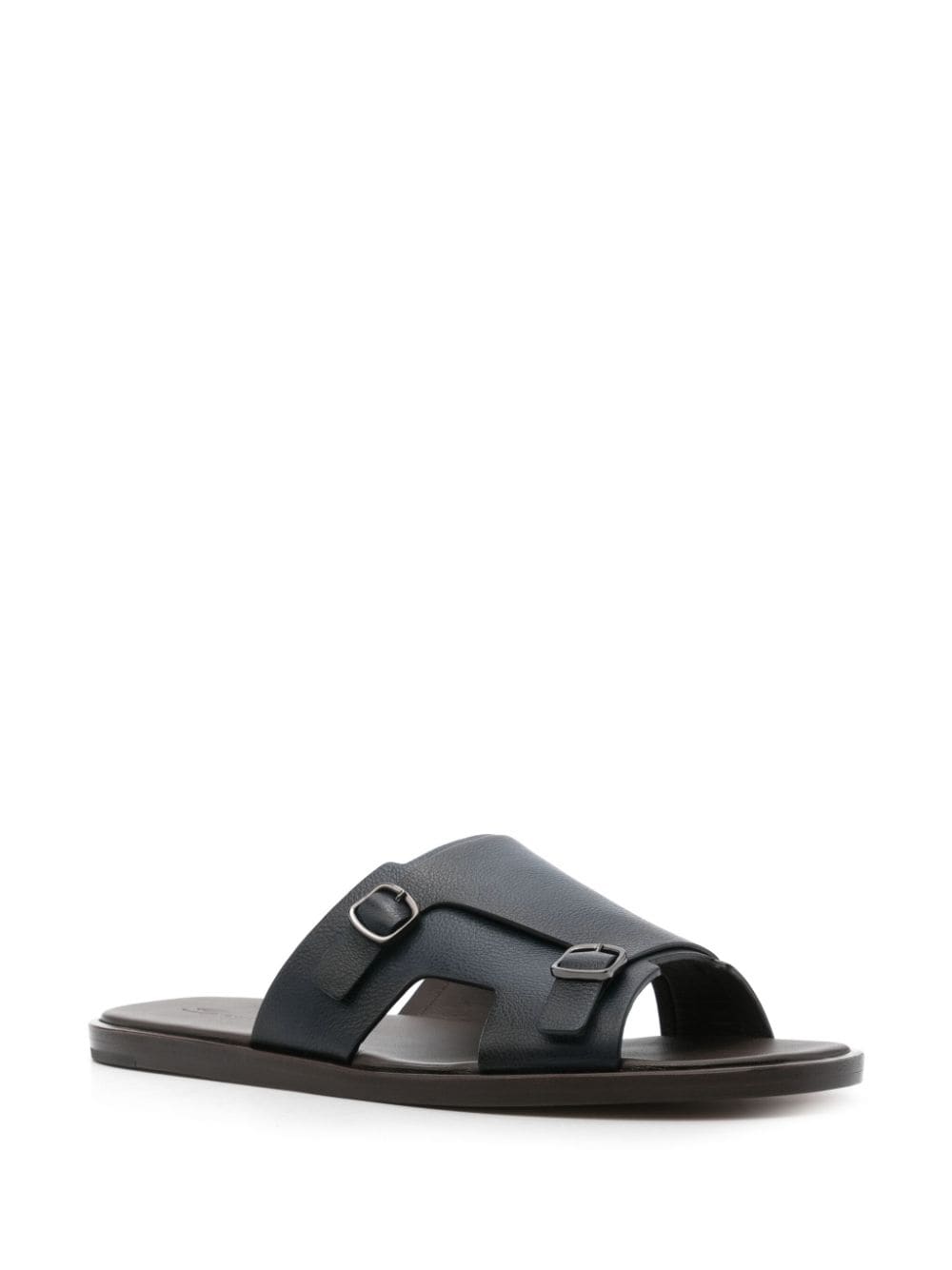 DOUBLE-BUCKLE LEATHER SANDALS