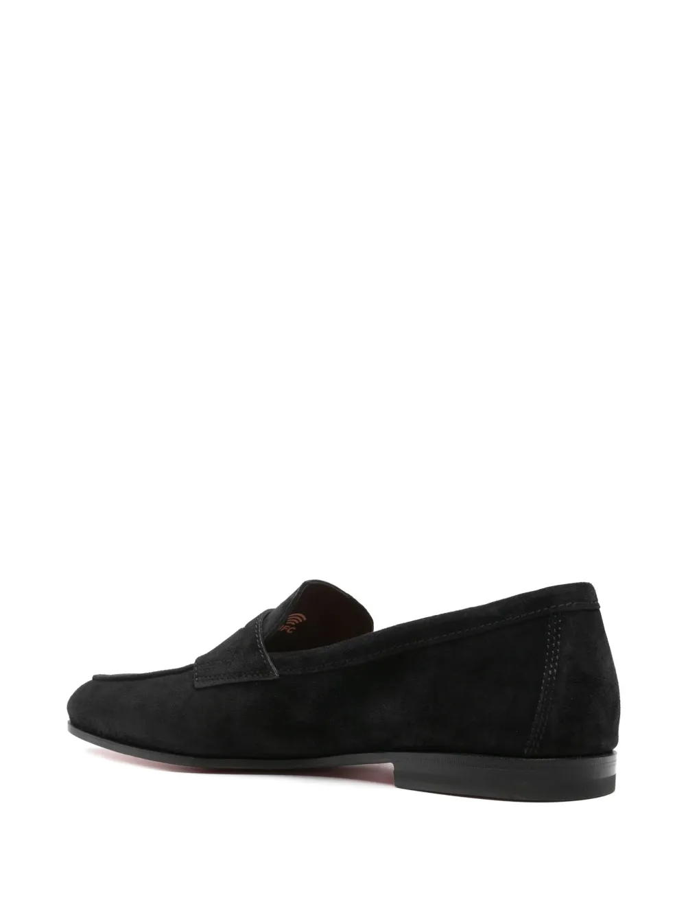 Shop Santoni Carlo Suede Loafers In 黑色