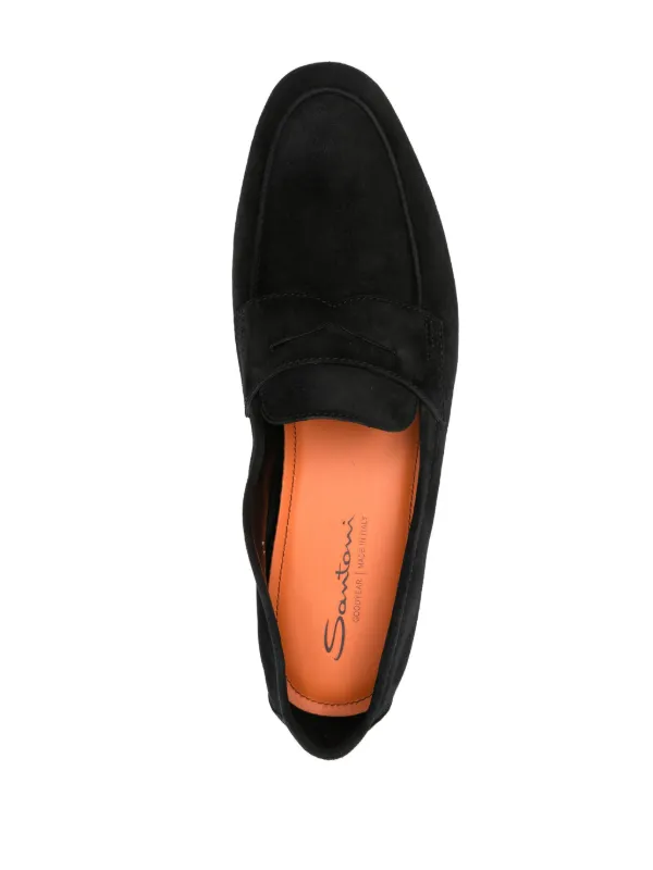 Santoni Carlo スエード ローファー | ブラック | FARFETCH JP