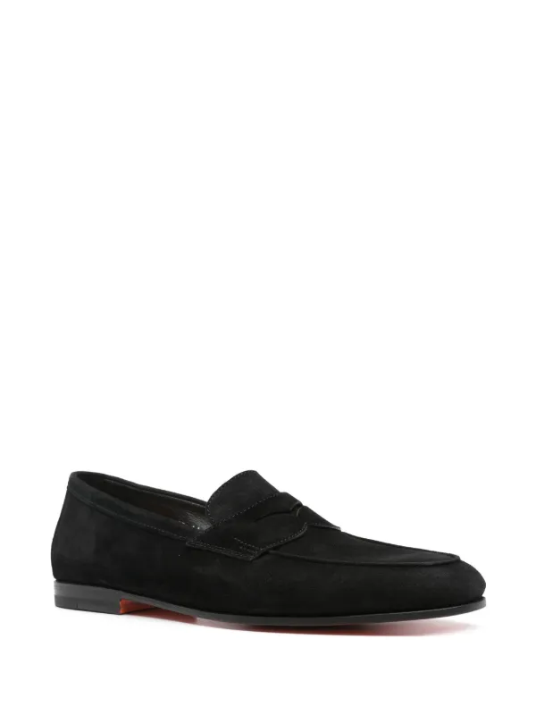 Santoni Carlo Suede Loafers Black FARFETCH JO