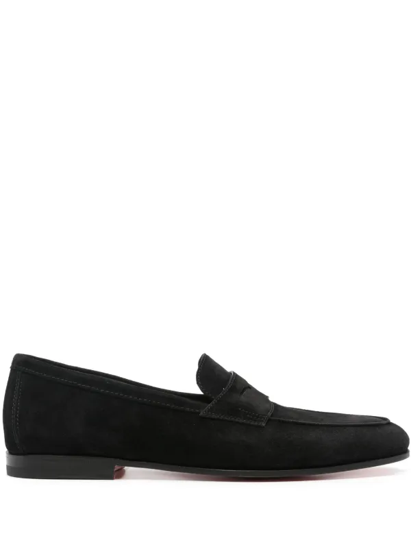 Santoni Carlo スエード ローファー | ブラック | FARFETCH JP