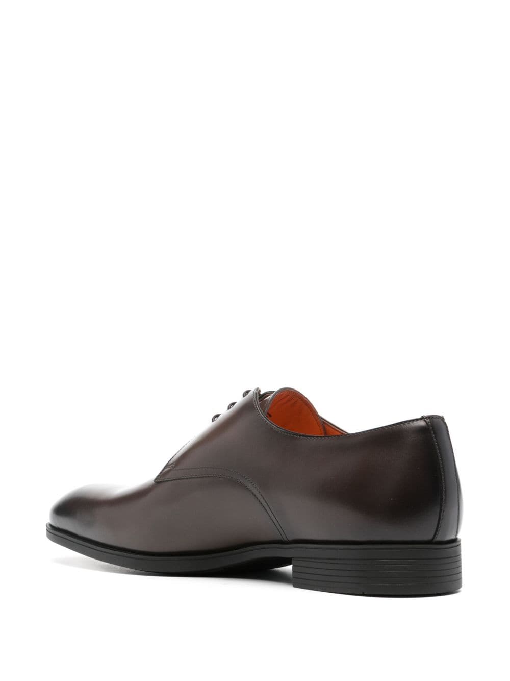 Shop Santoni Round-toe Leather Oxford Shoes In Brown