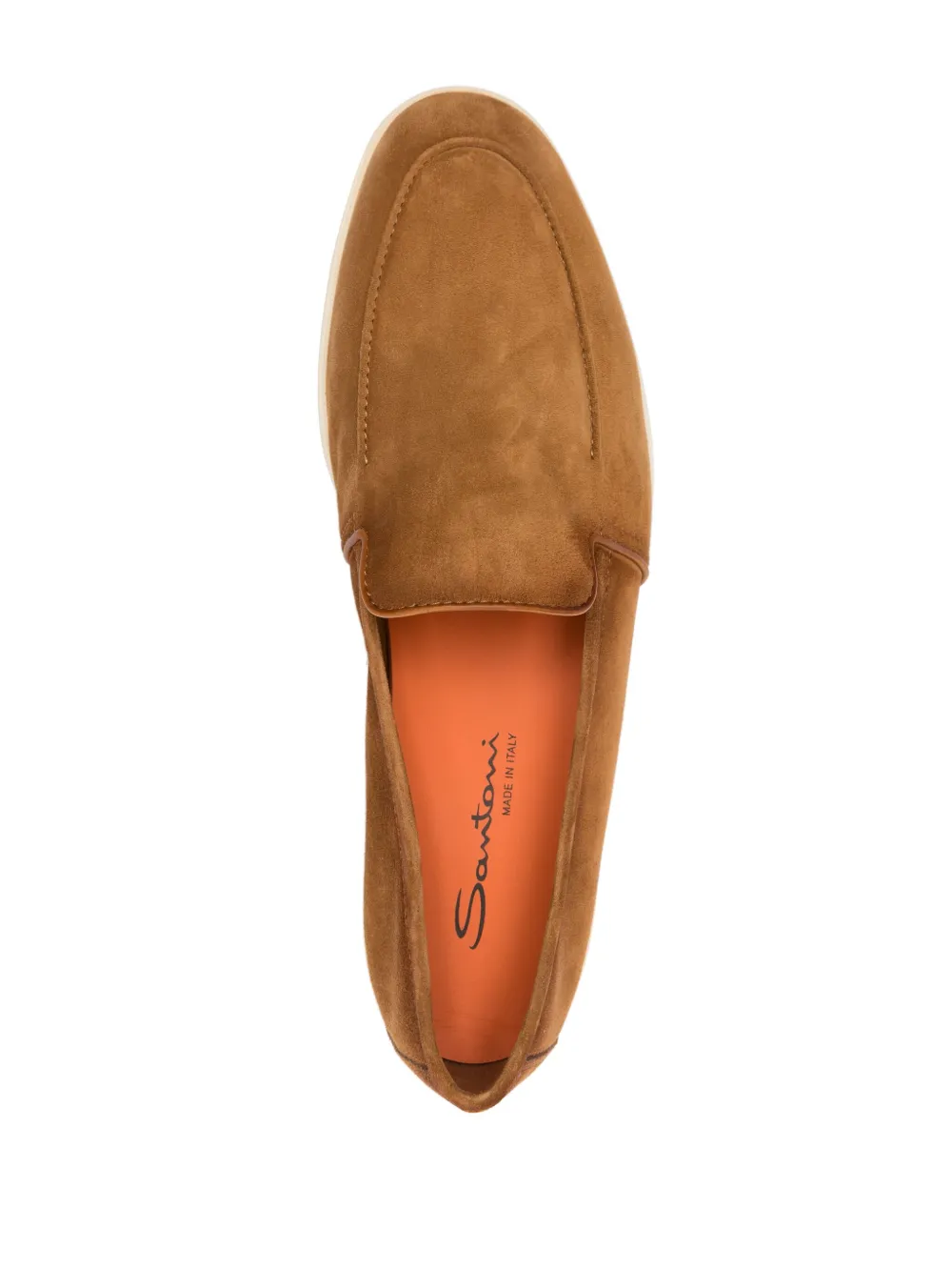 Santoni Men's Brown Tumbled Nubuck Loafer In 褐色