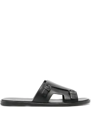 【Santoni】レザー モンクストラップ付きメンズサンダル Santoni】レザー モンクストラップ付きメンズサンダル (SANTONI