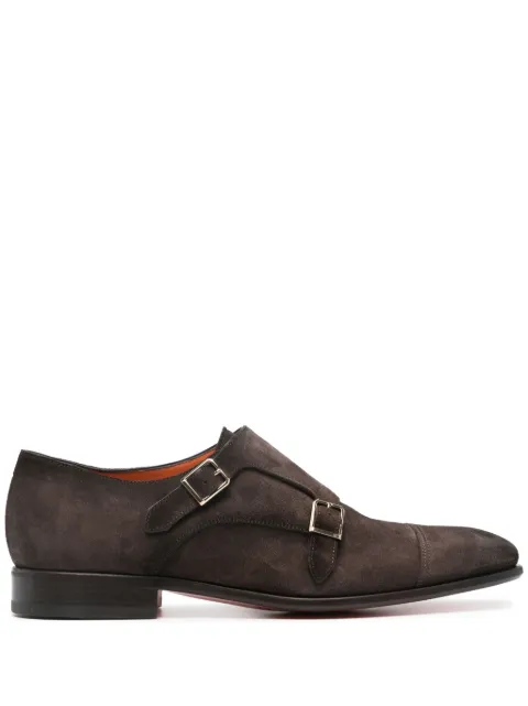 Santoni buckled suede Monk shoes