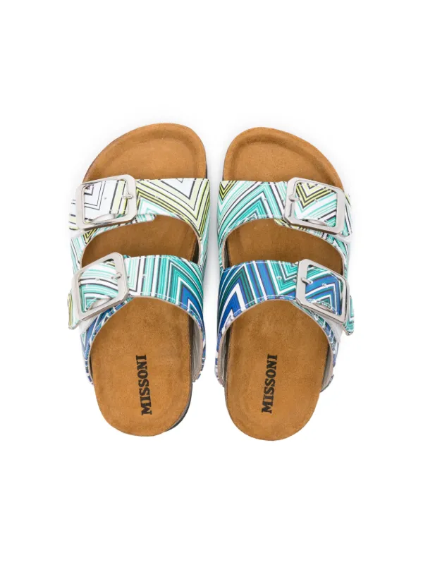 Missoni Kids zigzag-print slip-on Sandals | Green | FARFETCH display picture 1