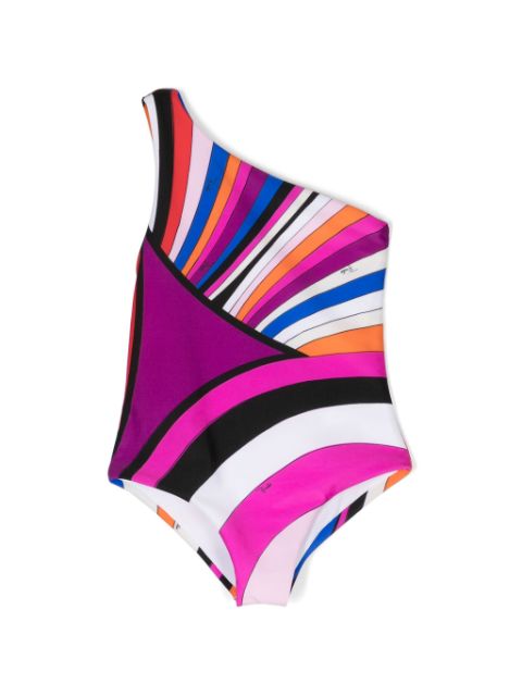 PUCCI Junior Iride-print one-shoulder swimsuit