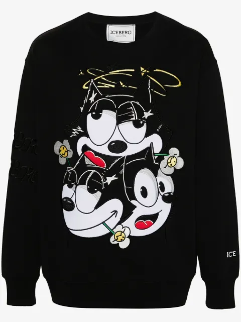 Iceberg cartoon-motif cotton sweatshirt