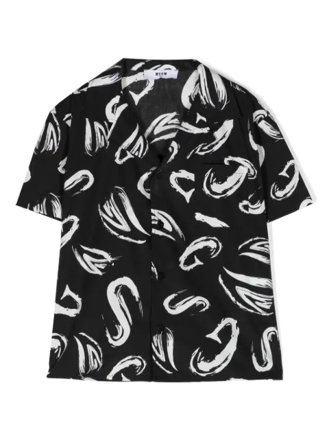 MSGM Kids abstract-print poplin shirt