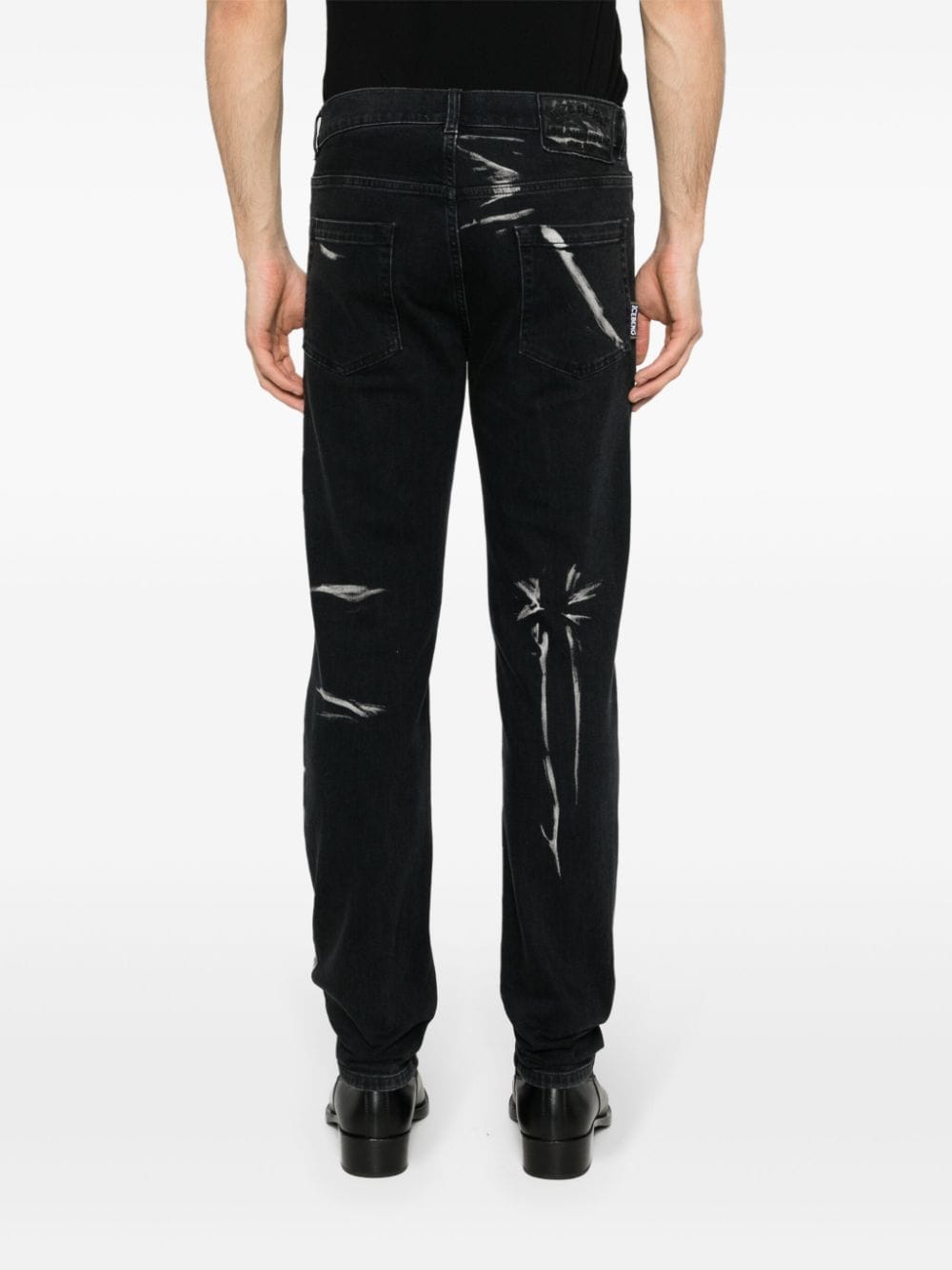 Shop Iceberg Bleached-effect Slim-fit Jeans In Black