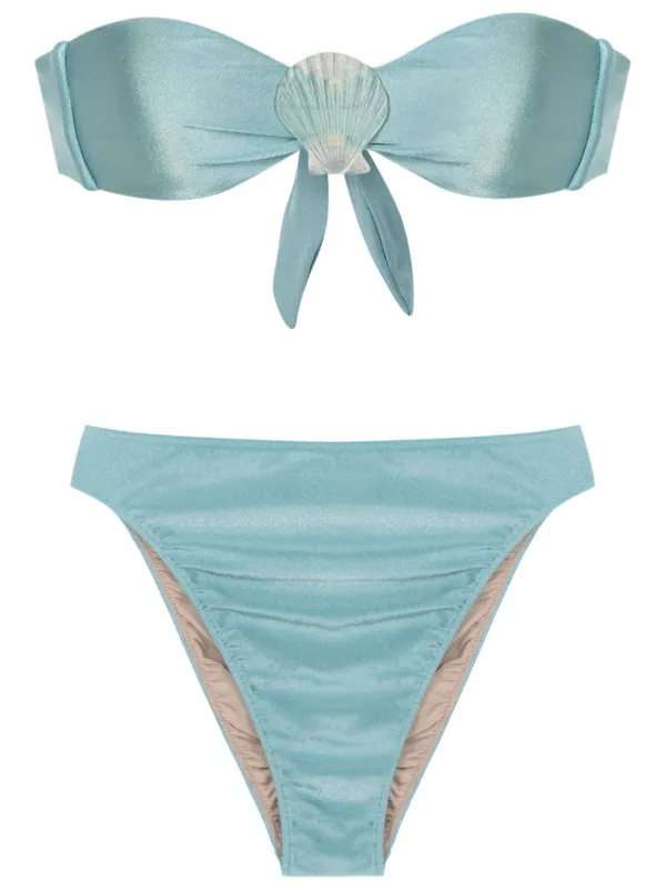 【Adriana Degreas】 Seashellプリントコットンブラトップ Seashell printed cotton bra top in multicoloured - Adriana