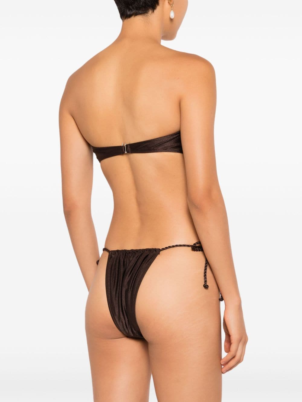 Shop Adriana Degreas Rope-detail Strapless Bikini Set In Brown