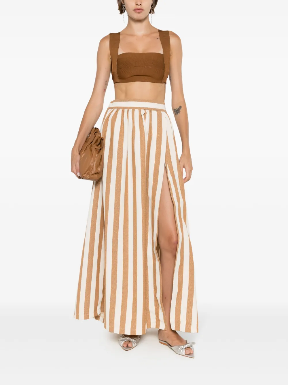 Adriana Degreas Shell Couro leren clutch - Bruin