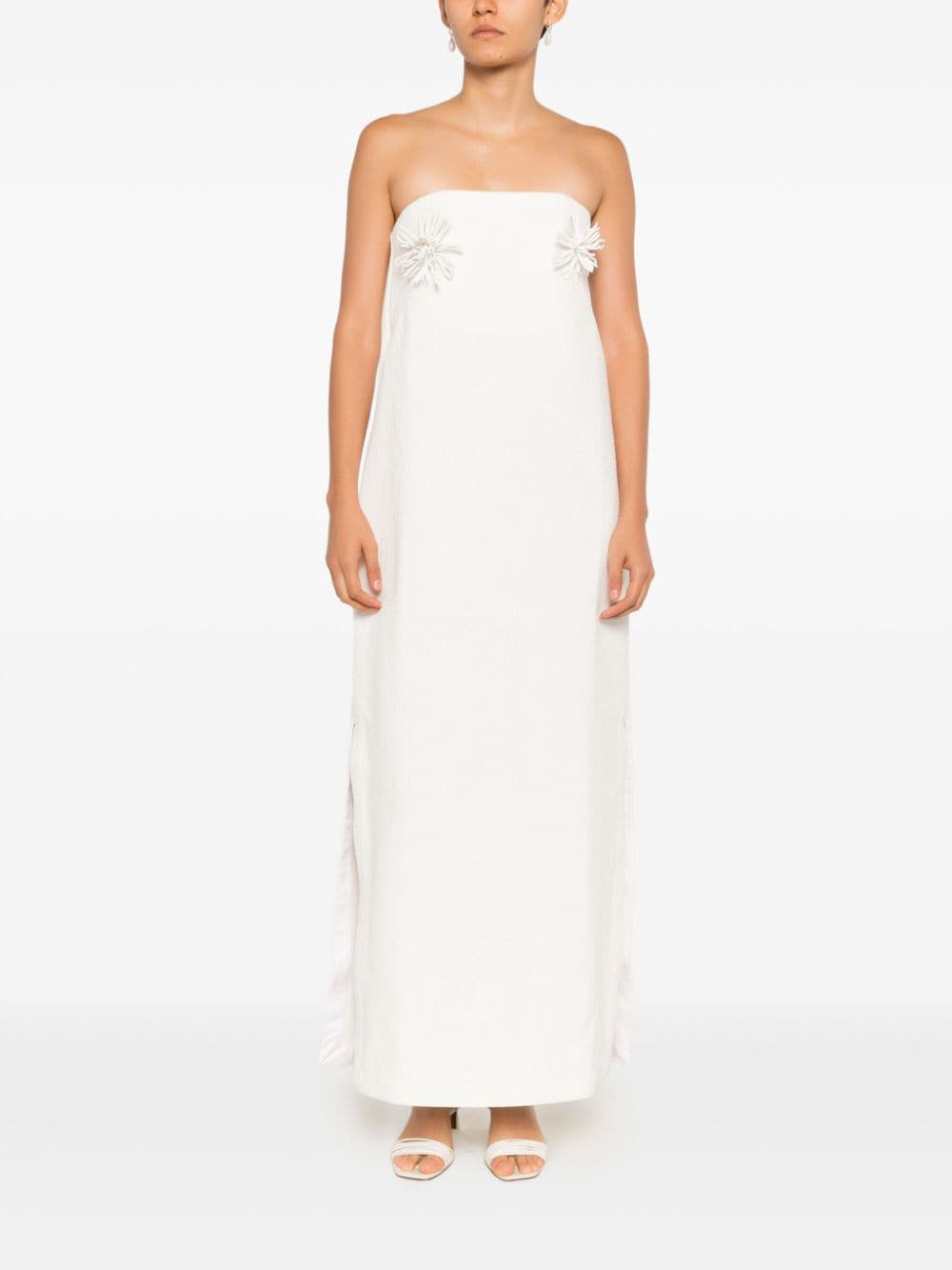 Shop Adriana Degreas Appliqué-detail Maxi Dress In White