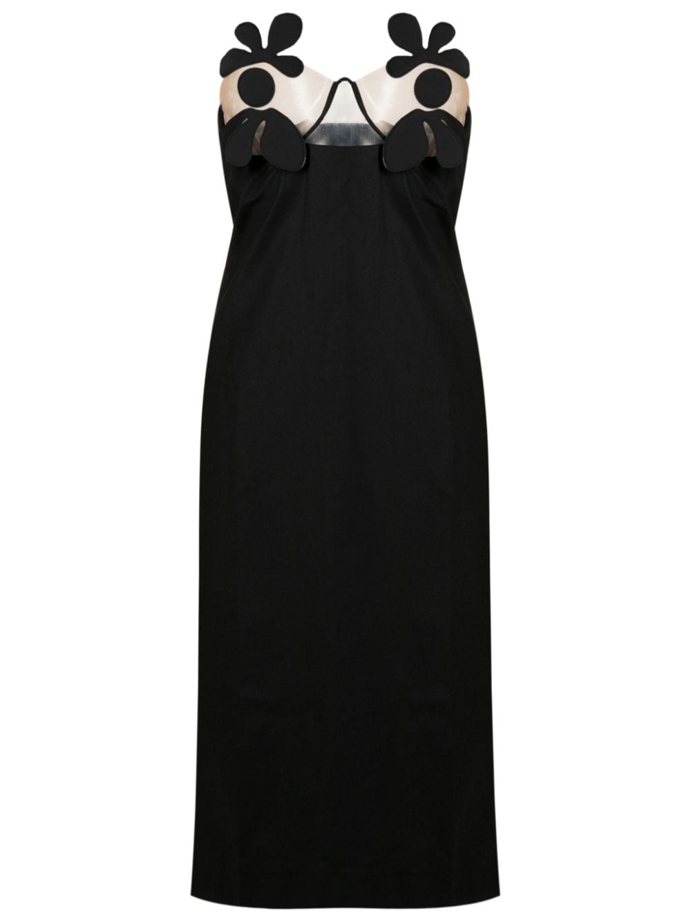 Adriana Degreas Floral-appliqué Midi Dress In Black