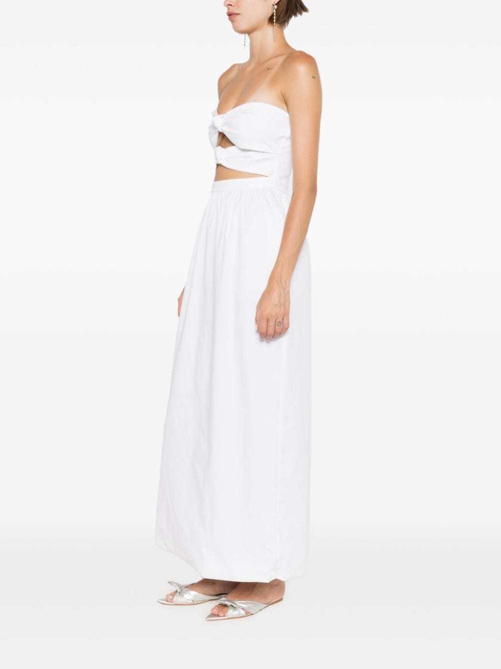 Shop Adriana Degreas Bow-detail Cut-out Maxi Dress In White