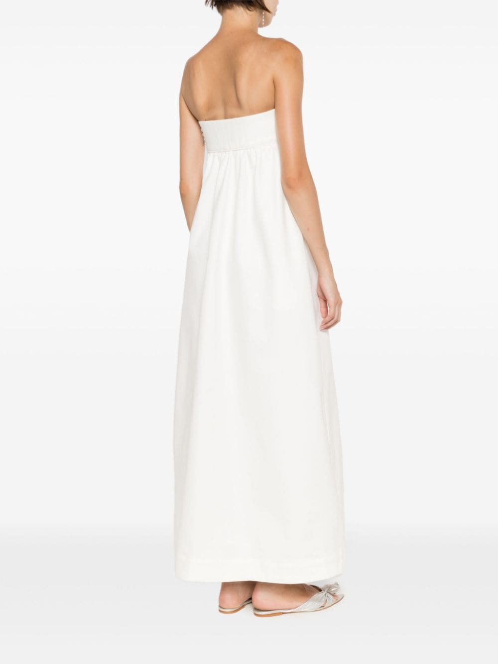 Shop Adriana Degreas Strapless Flared Maxi Dress In White
