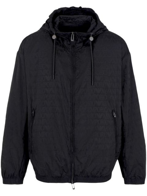 Emporio Armani logo-jacquard hooded jacket Men