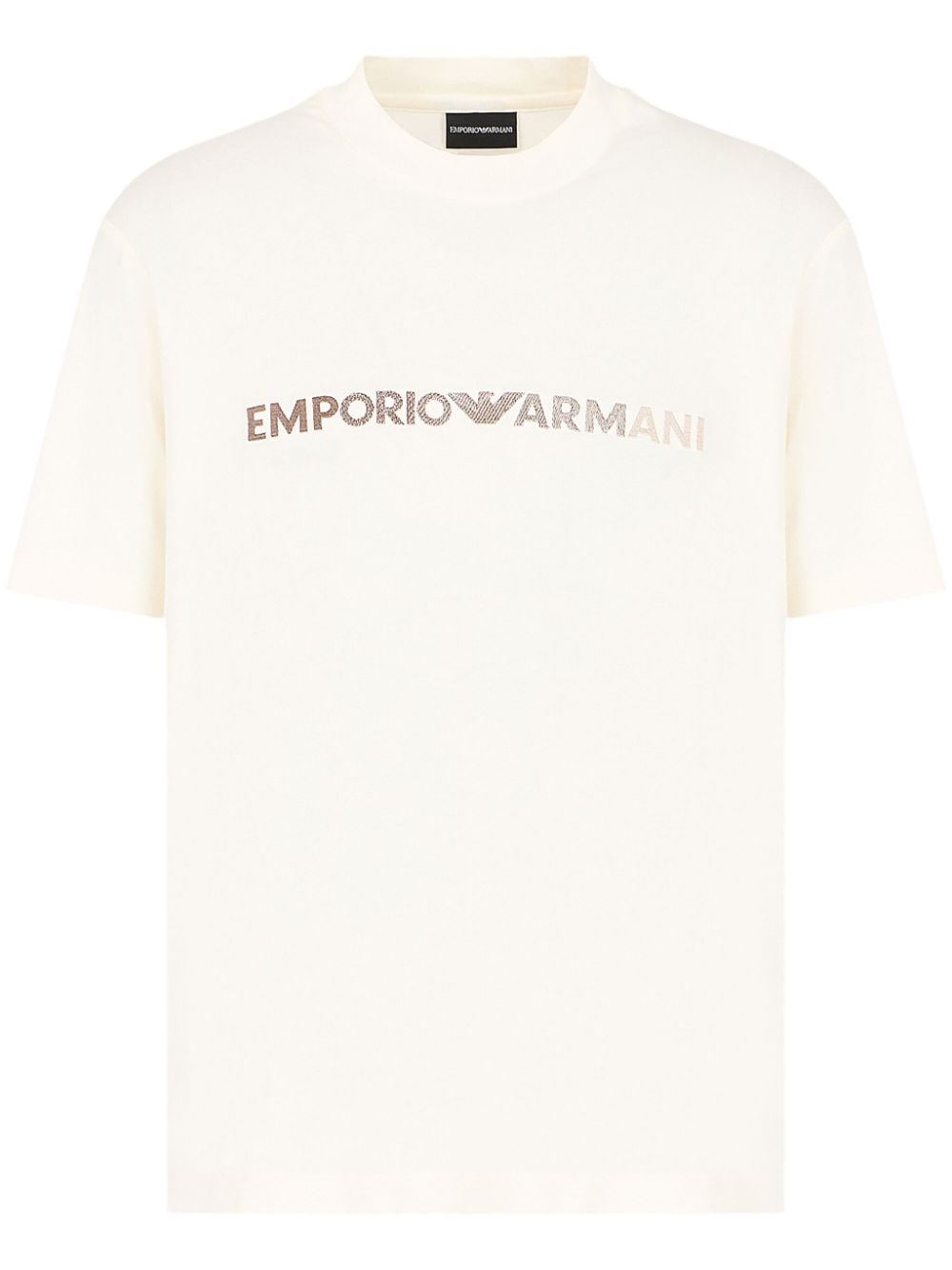 Emporio Armani Logo-embroidered Cotton T-shirt In Neutrals