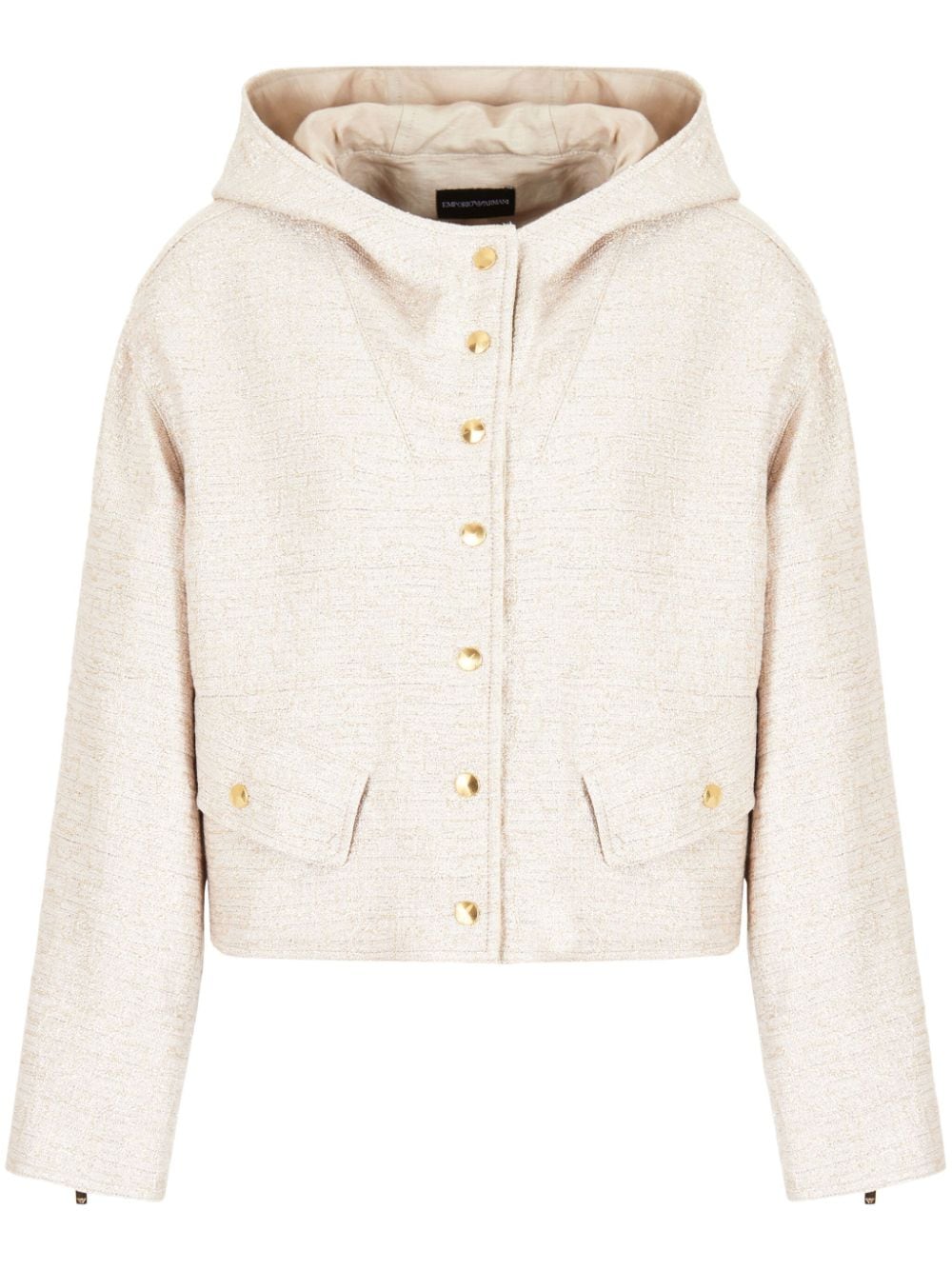 Shop Emporio Armani Hooded Crop Jacket In Neutrals