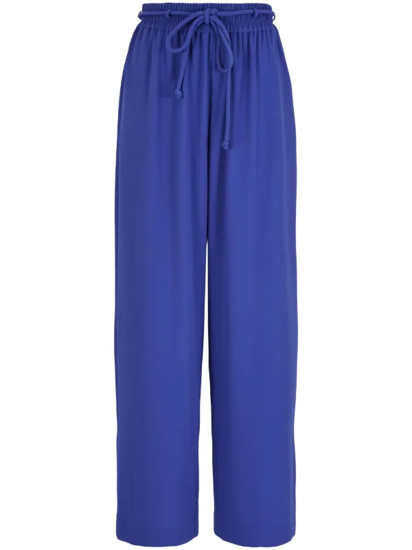 Emporio Armani Elasticated-waist Straight-leg Trousers in Blue