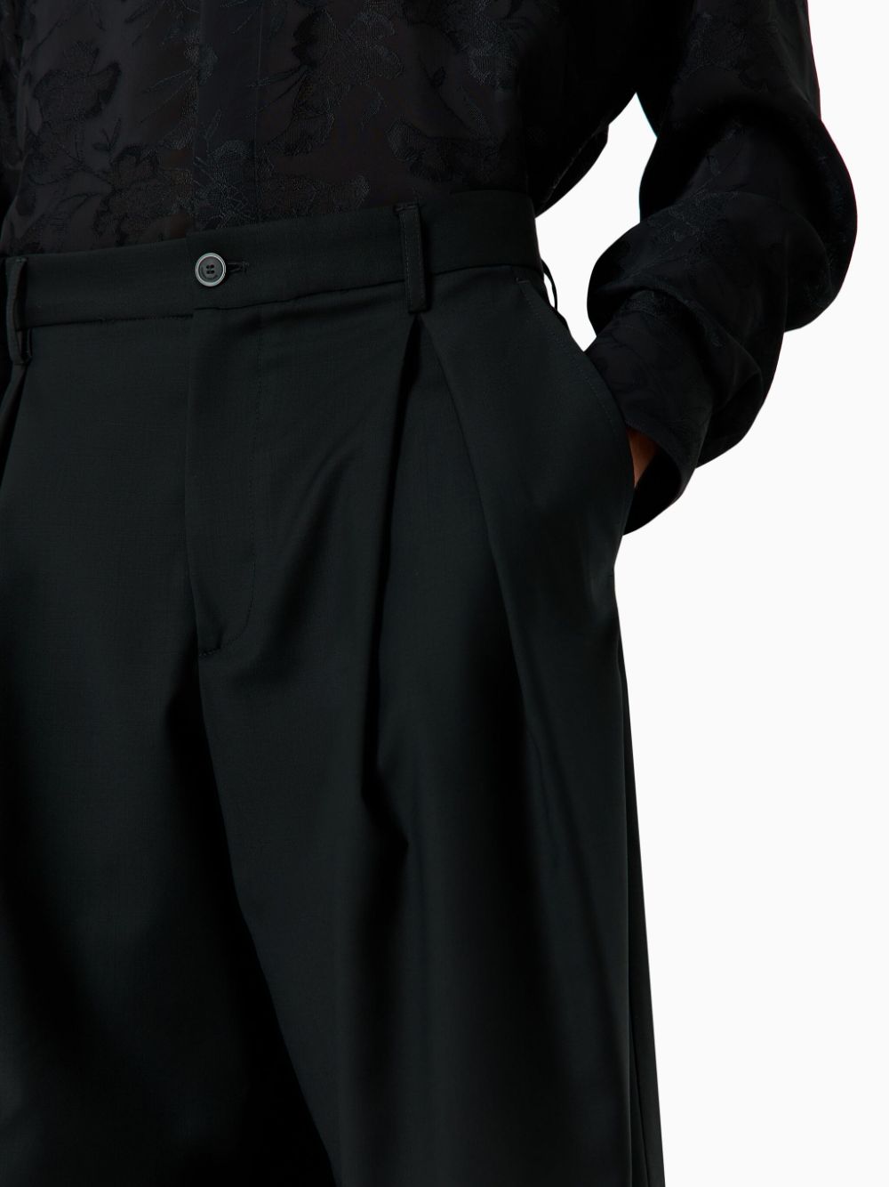 Shop Emporio Armani Wide-leg Wool Shorts In Black