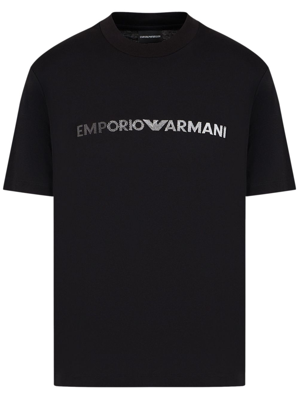 Emporio Armani Logo-embroidered Cotton T-shirt In Black