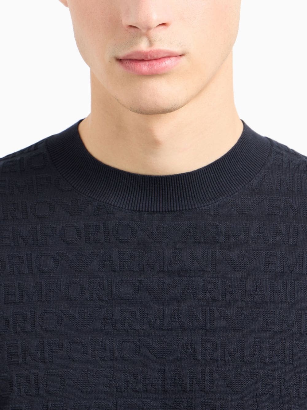 Shop Emporio Armani Logo-jacquard Cotton Sweatshirt In Black