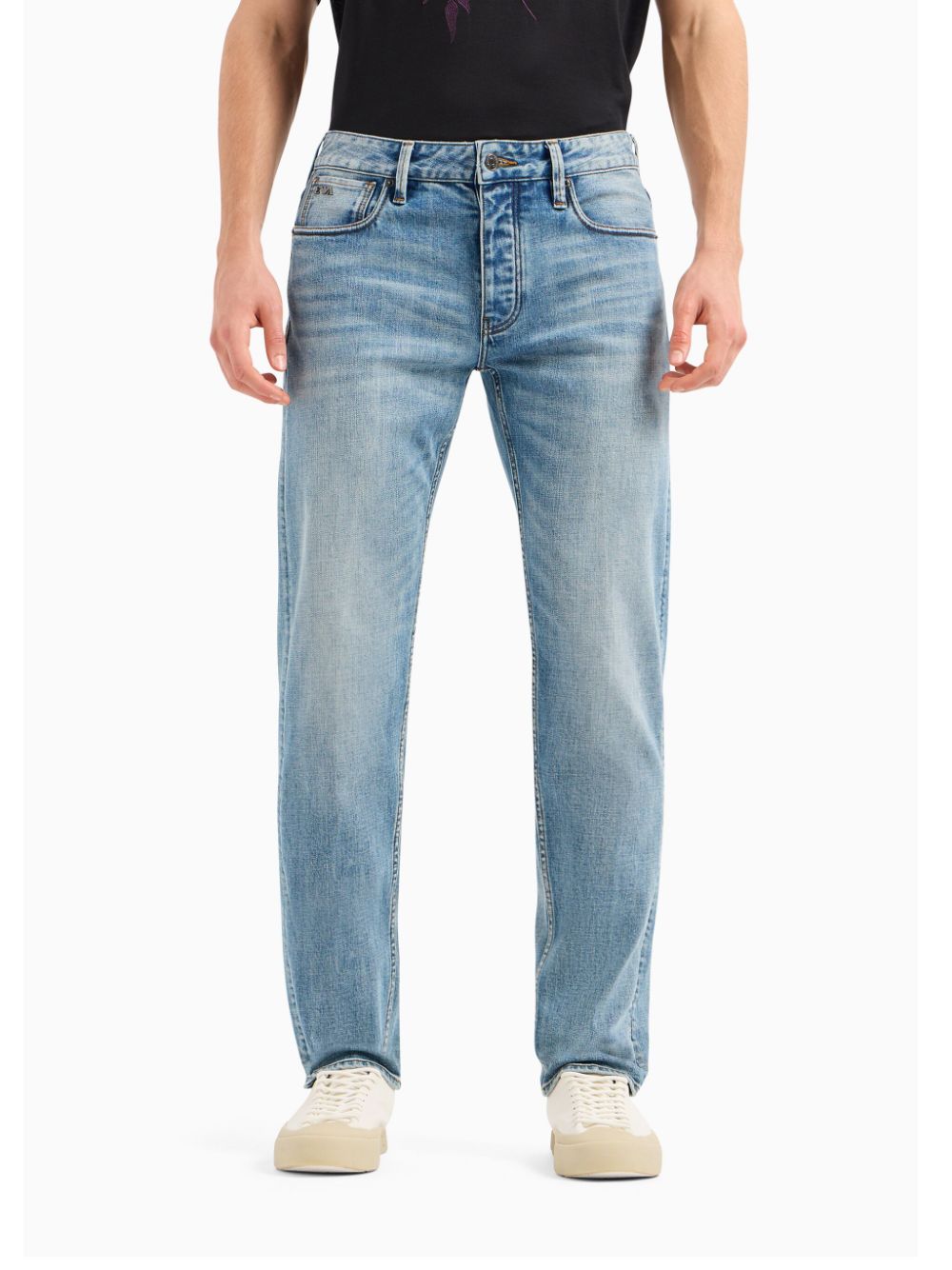 Shop Emporio Armani J75 Low-rise Slim Jeans In Blue
