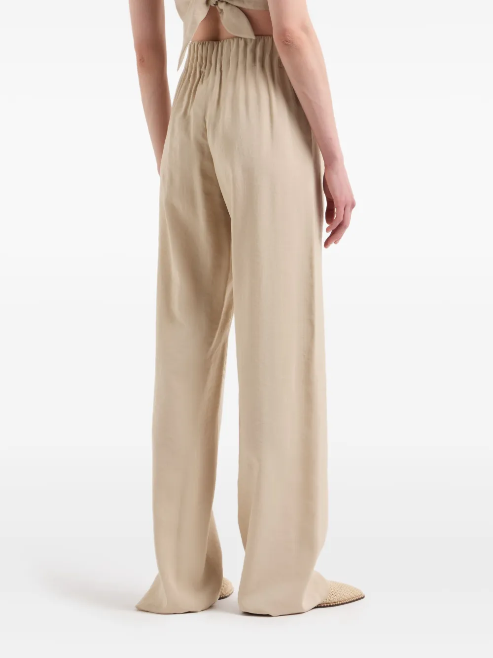 Emporio Armani Broek met elastische taille Beige