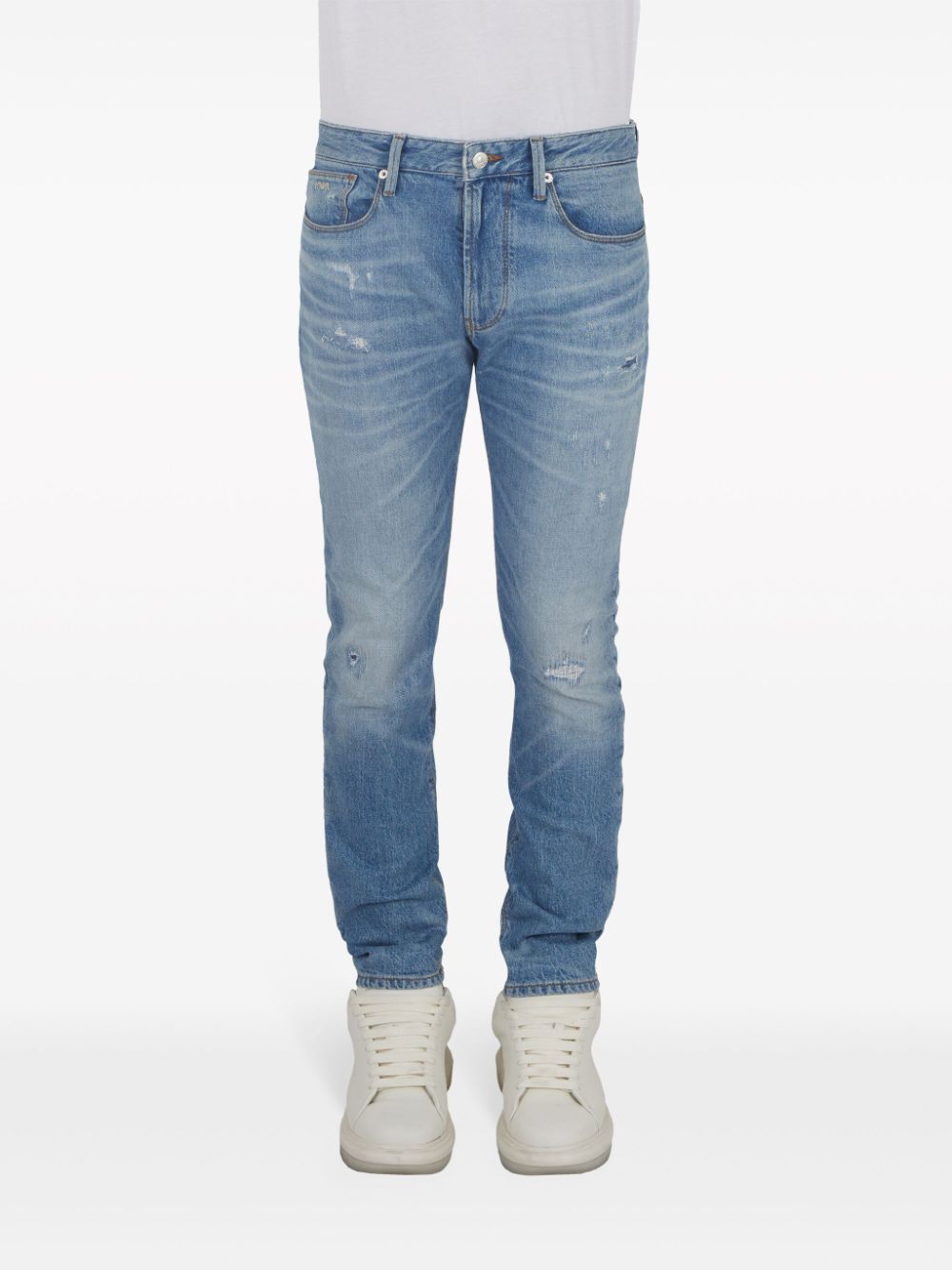 Emporio Armani Gerafelde jeans Blauw
