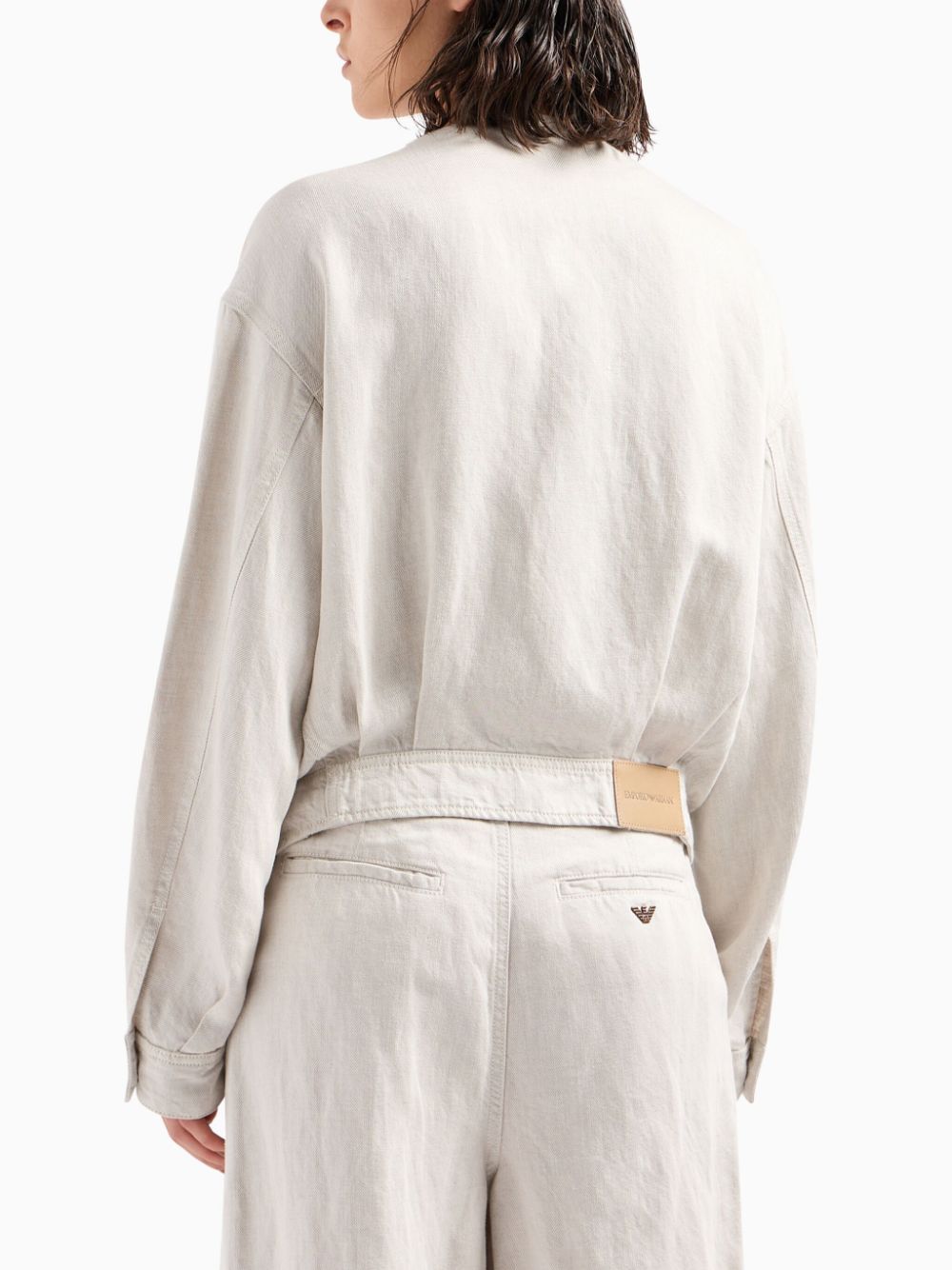 Shop Emporio Armani Single-breasted Collarless Jacket In Neutrals