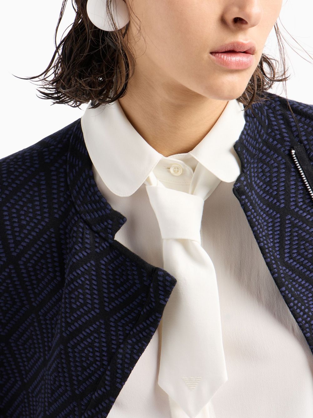 Shop Emporio Armani Tie-detail Sleeveless Blouse In White